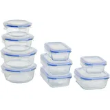 Testrut axentia Glas-Vorratsdosen Frischhaltedosen-Set, transparent, blau, 9-teilig