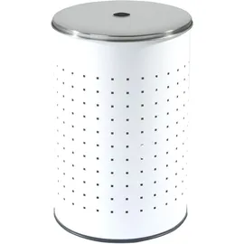 Home4You Wäschesammler Weiß - Edelstahl - 54 Liter - H 57,5 cm