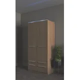 Priess Kleiderschrank PRIESS "Schrank Garderobe Wäscheschrank Barcelona in 5 Breiten", braun (edelbuchefarben), B:94cm H:193cm T:54cm, Holzwerkstoff, Schränke, Kleiderschrank, viel Stauraum, geräumige Schubkästen, mit Spiegel, MADE IN GERMANY