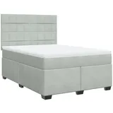 vidaXL Boxspringbett mit Matratze Hellgrau 160x200 cm Samt