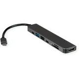 Value USB Typ C Dockingstation, HDMI 4K60, 2x USB2.0 (A+C) + 1x USB3.2 Gen1 (A), 1x PD, 1x SD/TF