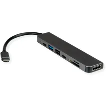 Value USB Typ C Dockingstation, HDMI 4K60, 2x USB2.0 (A+C) + 1x USB3.2 Gen1 (A), 1x PD, 1x SD/TF