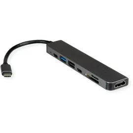 Value USB Typ C Dockingstation, HDMI 4K60, 2x USB2.0 (A+C) + 1x USB3.2 Gen1 (A), 1x PD, 1x SD/TF