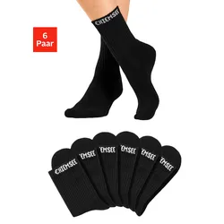 Tennissocken CHIEMSEE, Damen, Gr. 39-42, schwarz, Baumwolle, Elasthan, Polyamid, unifarben, normal, Socken, mit eingestricktem Markennamen