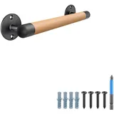 SELEWARE Handlauf Holz Innen Treppenhandlauf - 38cm Handläufe Schwarz Holzhandlauf Rund Treppengeländer Barrierefreier Treppenhaus-Haltegriff für ältere Menschen Rutschfester Handläufer