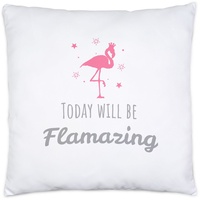 Hey!Print Today Will be Flamazing Flamingo Kissen inkl. Füllung Rosa Spruch Sprüche-Kissen für Damen Frauen 40x40cm