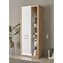 Home Affaire Wohnwand HOME AFFAIRE "Brixen, moderne Anbauwand, Wohnzimmer-Set, Eiche Evoke Dekor mit Weiß", weiß (eiche evoke, weiß), B:350cm H:195cm T:43cm, Holzwerkstoff, Kastenmöbel-Sets, Wohnwand, enthält Stauraumelemente, Lowboard und Wandboard