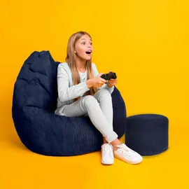 DreamRoots Sitzsack, Dunkelblau, Blau, Textil, 70x105x70 cm, Oeko-Tex® Standard 100, Wohnzimmer, Hocker, Sitzsäcke, XXL Sitzsäcke