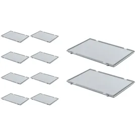 Proregal 10x Scharnierdeckel für Eurobehälter | HxBxT 2,7x30x40cm