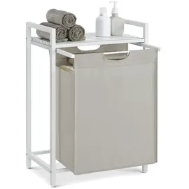 VASAGLE Wäschesammler mit Ablage, abnehmbar, Metallrahmen, weiß