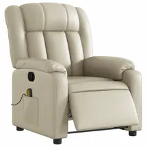 vidaXL Massagesessel Elektrisch Kunstleder 92 x 98 x 0 cm Creme mit Fernbedienung