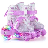 Rollschuhe Kinder Verstellbar Mädchen, Rollschuhe Kinder 24-31 4 Größen Verstellbar für Drinnen Draußen Mädchen Anfänger