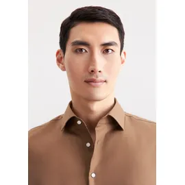 Seidensticker Businesshemd "Schwarze Rose", Herren, Gr. L (42), normale Ärmellängen, nougat, 100% Baumwolle, unifarben, slim fit, 2-Knopf-Manschette, Hemden, Slim 1/1 Kentkragen Uni