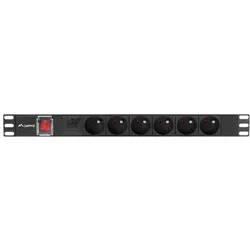 Lanberg PDU-06E-0200-BK, Geändert, 1U, Einphasig, Horizontal, Aluminium, Schwarz
