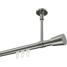 Interdeco GARDINENSTANGE INNENLAUF Sonette Sitra 400 cm (geteilt in 2 x 200 cm), 1-läufig, 20 mm Ø Edelstahl-Optik
