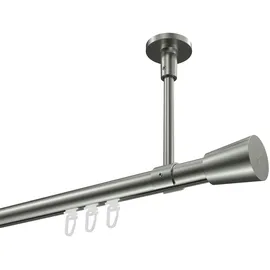 Interdeco GARDINENSTANGE INNENLAUF Sonette Sitra 400 cm (geteilt in 2 x 200 cm), 1-läufig, 20 mm Ø Edelstahl-Optik