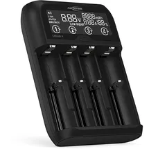 Ansmann Akku Ladegerät 1-2 NiMH Akkus AAA AA C oder 4 Li-Ion 3,6V/3,7V / LiFePO4 3,2V 26650, 22650, 18650, 18500, 17670, 16340, 14500