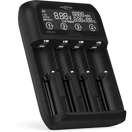 Ansmann Akku Ladegerät 1-2 NiMH Akkus AAA AA C oder 4 Li-Ion 3,6V/3,7V / LiFePO4 3,2V 26650, 22650, 18650, 18500, 17670, 16340, 14500