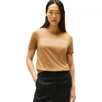 Tommy Hilfiger T-Shirt Kurzarm LOGO Rundhalsausschnitt, Braun (Hickory), S