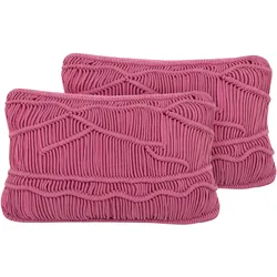 Kissen 2er Set KIRIS Baumwolle 30 x 50 cm Kein Muster Makramee Rosa