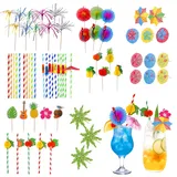 100 Stück Cocktail Deko, Cocktail Schirmchen für Party, Cocktail Zubehör für Bar, Cocktailspieße Deko, Umbrellas Accessories, Strohhalme Rührer Sticks, Wunderkerzenstäbe