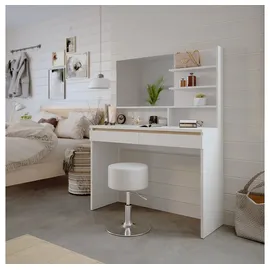 Vicco Schminktisch Emma Weiß, 120 cm mit Spiegelregal & Hocker
