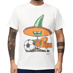 RE:COVERED X FIFA Worldcup 1986 Herren T-Shirt mit großem Maskottchen-Print Baumwoll-Shirt Kurzarm-Shirt PCFFA132 Ecru-Weiß - M