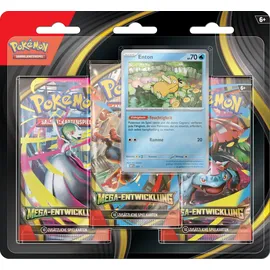 pokemon juego de cartas Mega-Entwicklung: Enton 1 holografische Promokarte + 3 Boosterpacks