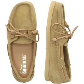 CLARKS Godney Boat 26185685 4, Schnürschuhe in Beige für Damen, 39 hellbraun, Schuhe Bootsschuh, im klassischen Design