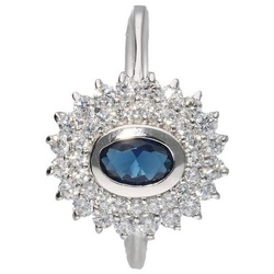 Smart Jewel Silberring mit Zirkonia und dunkelblauem Kristallstein, Silber 925 blau 58