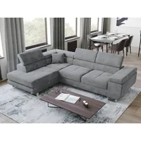 bromarkt Ecksofa ANTON Schlaffunktion, Bettkasten L-Form 275x202x90cm Grau - Grau