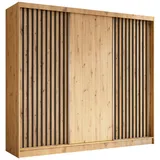 ax living Schwebetürenschrank Cabinio 240 x 216 x 61 cm Braun/Schwarz
