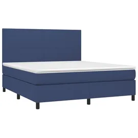 vidaXL Boxspringbett mit Matratze & LED Blau 160x200 cm Stoff