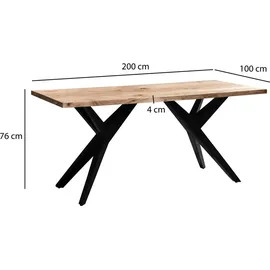 FineBuy Schreibtisch Akazie Massivholz Bürotisch Computertisch Industrial Groß Laptoptisch - Braun