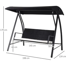 Outsunny Hollywoodschaukel schwarz 3-Sitzer 01080431