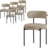 6er Set Esszimmerstühle Wohnzimmerstühle Küchenstühle Rückenlehne Stoff Braun