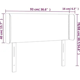 vidaXL Kopfteil mit Ohren Hellgrau 93x16x78/88 cm Stoff