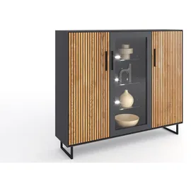 Elfo Highboard 146 x 147 x 40 cm Anthrazit / Eiche