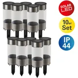 NÄVE Solarleuchte Metall H: 19 cm 10er Set Silber/Grau