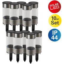 NÄVE Solarleuchte Metall H: 19 cm 10er Set Silber/Grau
