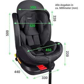 XOMAX XZ-16 Kindersitz drehbar 360° mit ISOFIX und Liegefunktion I mitwachsend I 0-36 kg, 0-12 Jahre, Gruppe 0/1/2/3 I 5-Punkt-Gurt und 3-Punkt-Gurt I Bezug abnehmbar, waschbar I ECE i-Size 129R