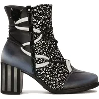 Damen Leder High Heels Maciejka 05605-01 Schwarz und Weiß 41 - Schwarz - 41