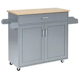 Costway Küchenwagen mit Rollen Aus Holz Grau 116 x 40 x 85 cm