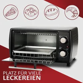 Steinborg Minibackofen 10L Pizzaofen 60 Minuten Timer 1000W schwarz