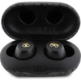 GUESS 4G Metal Logo - TWS ENC Bluetooth-Kopfhörer + Ladetasche (schwarz) - Schwarz