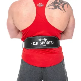 C.P.Sports Trainingsgürtel Gewichtheber Leder, Schwarz/Innenfläche Weiß, L, 38701