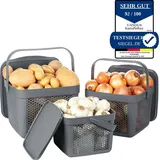 uandu Aufbewahrungskorb 3er Set  grau 30 x 20 x 15 cm