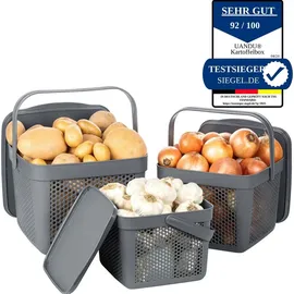 uandu Aufbewahrungskorb 3er Set  grau 30 x 20 x 15 cm