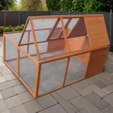 Mucola Freilaufgehege klappbar Kleintierstall draußen Outdoor Hasenstall 160x119x60cm Freigehege aus Holz mit Gitter Ausbruchsperre Freilauf