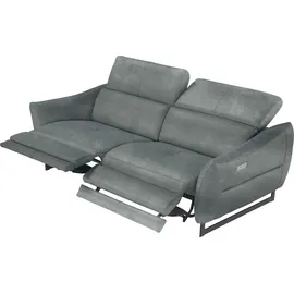 Egoitaliano "Dafne, elegantes Designsofa mit hohem Sitzkomfort", mit und ohne elektrischer Relaxfunktion, Kopfteile manuell verstellbar grau